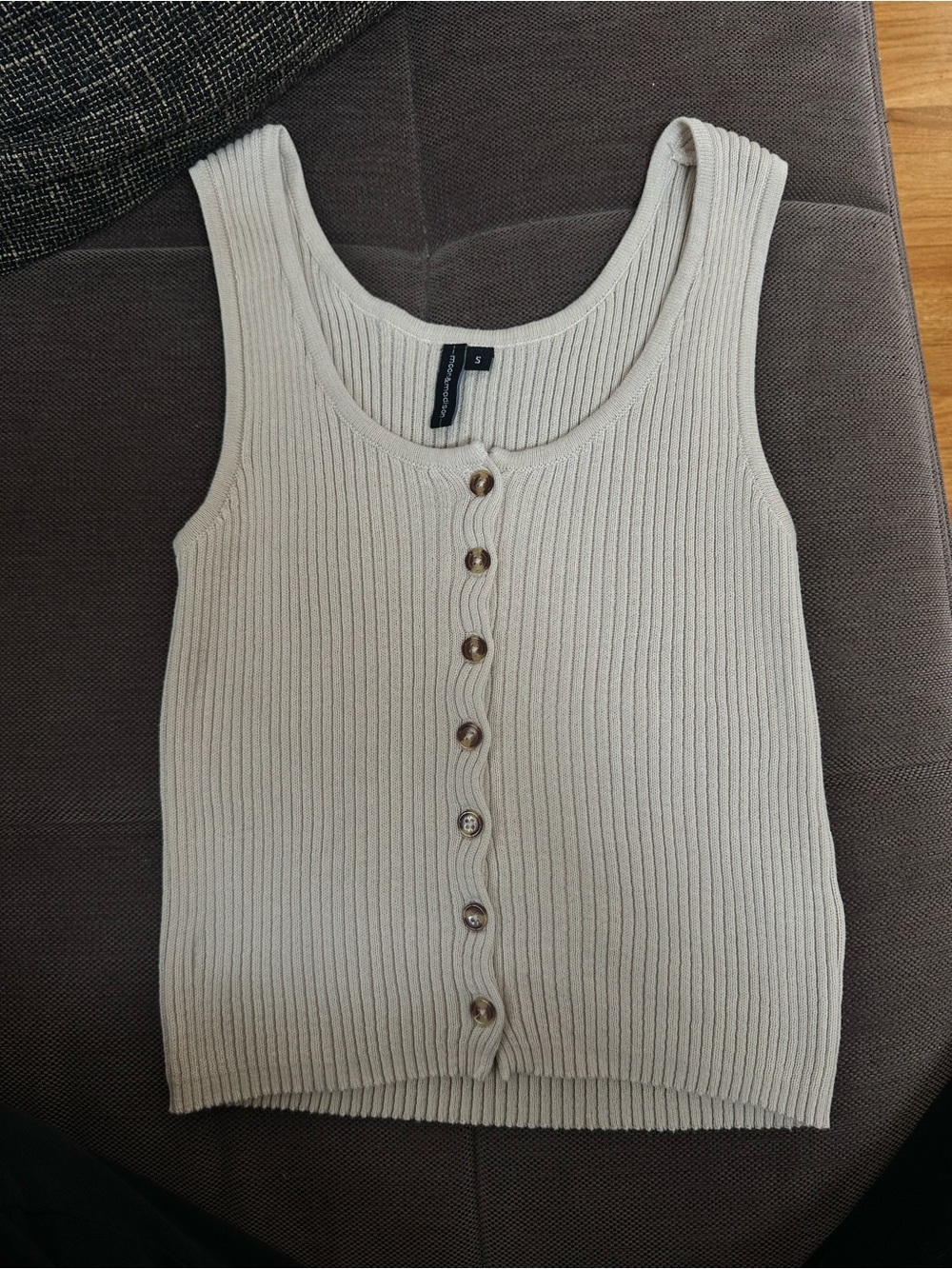 Ribbed Button-Front Tank
